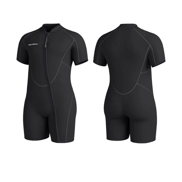 Seaskin Plus Size 3mm Shorty Wetsuit for Men 5X-Large 5XL Black Neoprene - Picture 1 of 9